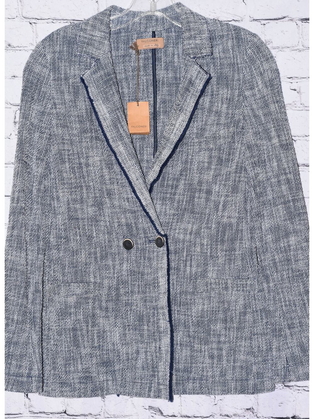 FALCONERI Cotton Tweed Women's Chambray Double Breasted Blazer Size Small NWT